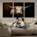 Texas Longhorn Wall Art | 3-Panel Large Texas Longhorn