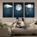3 Piece Indigo Cloud Wall Art, Thunderstorm Moon Cloud by MyGreatCanvas | Canvas Wall Art Prints | Photo Prints & Wall Decor