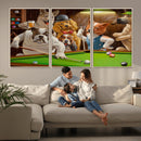 Dogs Playing Pool Canvas Wall Art Funny Gifts Dog Print