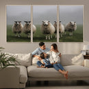 Flock of Sheep in a Mystical Fog – Pastoral Wall Art Canvas by MyGreatCanvas | Canvas Wall Art Prints | Photo Prints & Wall Decor
