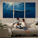 Whale under Ocean Wall Art Canvas Print