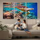 Sea Turtle Wall Art Canvas Print – Vibrant Ocean Coral Reef
