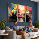 Weightlifting Barbell Art Triptych, Bold Abstract Fitness