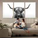 Highland Wall Art Canvas Print – Minimalist Black and White