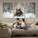 Grizzly Bear Wall Art – Framed Snowy Forest Canvas Artwork, by MyGreatCanvas | Canvas Wall Art Prints | Photo Prints & Wall Decor