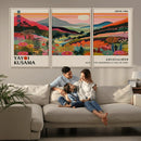 Yayoi Kusama Landscape Canvas Print, Vibrant Floral Mountain