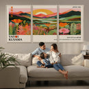 Framed Yayoi Kusama Print, Vibrant Floral Mountain Art