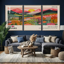 Yayoi Kusama Landscape Canvas Print, Vibrant Floral Mountain Art Print, Framed Botanical Wall Art -