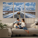 Bison Wall Art - Snowy Road Wall Art – Framed Mountain by MyGreatCanvas | Canvas Wall Art Prints | Photo Prints & Wall Decor
