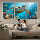 Sea Turtle Underwater Canvas Wall Art Print - Vibrant Ocean