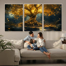Golden Tree of Life Canvas Wall Art Print - Majestic Glowing