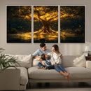 Golden Tree of Life Canvas Wall Art Print - Majestic Glowing