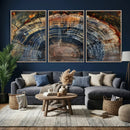 Framed Tree Ring Wall Art - Abstract Colorful Tree Ring Wall