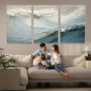 Waves Abstract Wall Art Print, Modern Framed Abstract Canvas