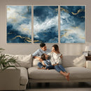 Large Abstract Print - Luxe Blue and Gold Abstract Canvas