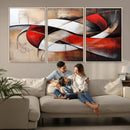 Abstract Wall Art - Modern Red and White Canvas Wall Art