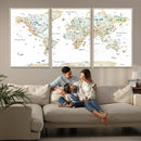 Animal World Map for Kids Room Decor