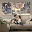 Abstract Blue and Gold Wall Art - Fluid Ink Artwork - Modern