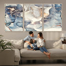 Abstract Blue and Gold Canvas Wall Art - Fluid Modern Ink