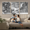 Black White Abstract Canvas Wall Art - Fluid Ink Artwork -