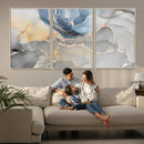 Large Abstract Blue and Gold Canvas Wall Art | Fluid Ink