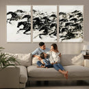 Abstract Horse Wall Art Canvas Print - Dynamic Black Ink