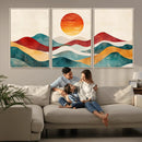 Southwest Mountain Wall Art Canvas Print – Boho Triptych