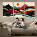 Western Wall Decor - Large Triptych Mountain Canvas - Boho