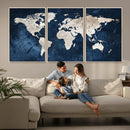 Vintage World Map Canvas Wall Art - Framed Map Print for