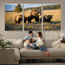 Grizzly Bear Family Wall Art Canvas Print – Majestic