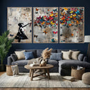 Butterfly Girl Wall Art – Vibrant Street Style Canvas Print,