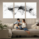 Flight Routes Air Traffic Map Canvas Wall Art - Framed -
