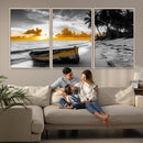 Yellow Rowboat Wall Art – Framed Tropical Shoreline Canvas by MyGreatCanvas | Canvas Wall Art Prints | Photo Prints & Wall Decor