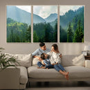 Misty Forest Mountain Wall Art Canvas Print – Framed Serene