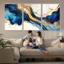 Blue Gold Flow Wall Art Canvas Print – Framed Marble Design by MyGreatCanvas | Canvas Wall Art Prints | Photo Prints & Wall Decor