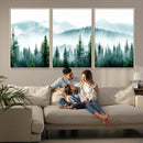 Pine Forest Wall Art Canvas Print – Misty Mountains Foggy