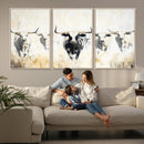 Texas Longhorn Wall Art Canvas Print – Rustic Western Bull