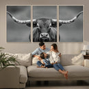 Texas Longhorn Wall Art Canvas Print – Framed Western Bull