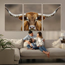 Texas Longhorn Wall Art Canvas Print – Brown Bull Rustic