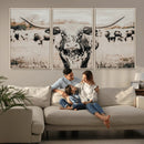 Texas Longhorn Wall Art Canvas Print – Framed Speckled Bull