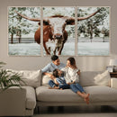 Texas Longhorn Wall Art Canvas Print – Framed Spotted Bull