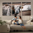 Texas Longhorn Wall Art Canvas Print – Framed Spotted Bull