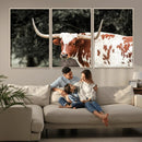 Texas Longhorn Wall Art Canvas Print – Framed Spotted Bull