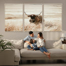 Texas Longhorn Wall Art Canvas Print – Framed Brown Horned