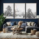Snowy Ski Lift Wall Art – Framed Winter Forest Canvas by MyGreatCanvas | Canvas Wall Art Prints | Photo Prints & Wall Decor