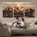 Wood Mountain Landscape Wall Art Canvas Print – Framed