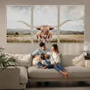 Texas Longhorn Wall Art Canvas Print – Framed Western Cow