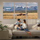 Grand Teton Park Wild Horses Wall Art Canvas Print – Framed