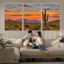 Saguaro Cactus Wall Art Canvas Print – Framed Arizona Sunset