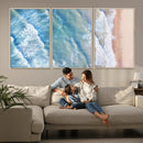 Aerial Ocean View Wall Art Canvas Print – Framed Soft Blue